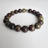 Natural Bloodstone Gemstone 10mm Round Beads Stretching Bracelet 7"