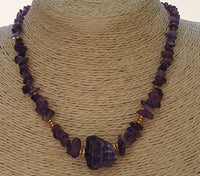 Natural Raw Amethyst 18K Gold Plated Artisan Handmade Choker Necklace