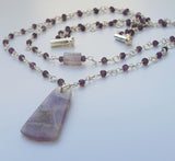 Natural Amethyst Double Layer 925 Sterling Silver Necklace