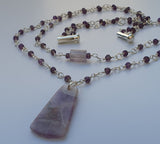 Natural Amethyst Double Layer 925 Sterling Silver Necklace