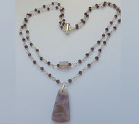 Natural Amethyst Double Layer 925 Sterling Silver Necklace