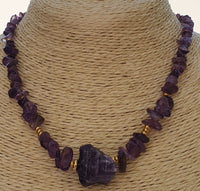 Natural Raw Amethyst 18K Gold Plated Artisan Handmade Choker Necklace