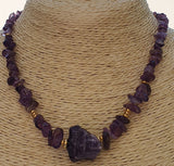 Natural Raw Amethyst 18K Gold Plated Artisan Handmade Choker Necklace