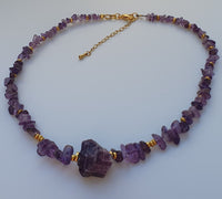 Natural Raw Amethyst 18K Gold Plated Artisan Handmade Choker Necklace
