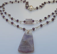 Natural Amethyst Double Layer 925 Sterling Silver Necklace