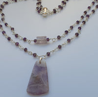 Natural Amethyst Double Layer 925 Sterling Silver Necklace