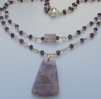 Natural Amethyst Double Layer 925 Sterling Silver Necklace