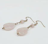 Faceted Rose Quartz 925 Sterling Silver Drop Earrings
