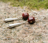 Dark Red Mookaite 925 Sterling Silver Long Dangle Earrings