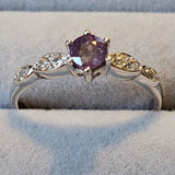 Color Change Natural Alexandrite Doublet & White Topaz 925 Silver Engagement Ring