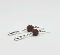 Dark Red Mookaite 925 Sterling Silver Long Dangle Earrings