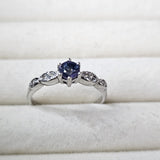 Color Change Natural Alexandrite Doublet & White Topaz 925 Silver Engagement Ring