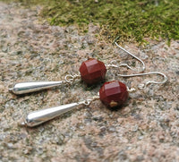 Dark Red Mookaite 925 Sterling Silver Long Dangle Earrings