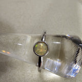 5MM Round Genuine Opal 925 Sterling Silver Solitair Ring