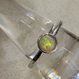 5MM Round Genuine Opal 925 Sterling Silver Solitair Ring