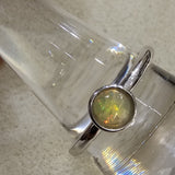 5MM Round Genuine Opal 925 Sterling Silver Solitair Ring