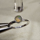 5MM Round Genuine Opal 925 Sterling Silver Solitair Ring