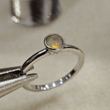 5MM Round Genuine Opal 925 Sterling Silver Solitair Ring