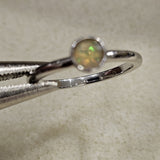 5MM Round Genuine Opal 925 Sterling Silver Solitair Ring