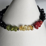 Reggae Rasta Jamaica Style 925 Sterling Bracelet with Gemstones & Lobster Clasp