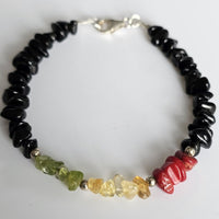 Reggae Rasta Jamaica Style 925 Sterling Bracelet with Gemstones & Lobster Clasp