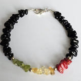 Reggae Rasta Jamaica Style 925 Sterling Bracelet with Gemstones & Lobster Clasp