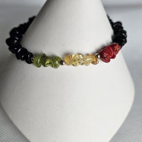 Reggae Rasta Jamaica Style 925 Sterling Bracelet with Gemstones & Lobster Clasp