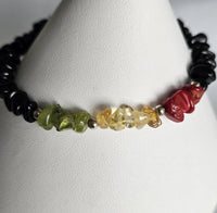 Reggae Rasta Jamaica Style 925 Sterling Bracelet with Gemstones & Lobster Clasp
