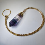 Genuine Fluorite Pendulum Pendant with Witness Chamber Reiki Dowsing Healing