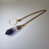 Genuine Fluorite Pendulum Pendant with Witness Chamber Reiki Dowsing Healing