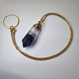 Genuine Fluorite Pendulum Pendant with Witness Chamber Reiki Dowsing Healing