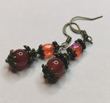 Jade, Amethyst & Czech Crystal Antique Bronze Bohemian Art Deco Artisan Earrings