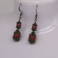 Jade, Amethyst & Czech Crystal Antique Bronze Bohemian Art Deco Artisan Earrings