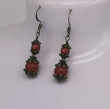 Jade, Amethyst & Czech Crystal Antique Bronze Bohemian Art Deco Artisan Earrings