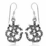 925 Sterling Silver OM Yoga Symbol Mantra Dangle Solid Silver Earrings