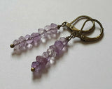 Amethyst Gemstone Crown Chakra Healing Crystal Antique Bronze Artisan Earrings