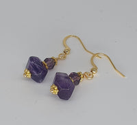 Natural Amethyst 18K Gold Plated Earrings