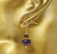 Natural Amethyst 18K Gold Plated Earrings