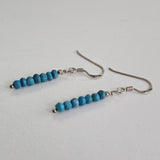 Natural Blue Turquoise Faceted Beads 925 Sterling Silver Minimalist Earrings