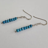 Natural Blue Turquoise Faceted Beads 925 Sterling Silver Minimalist Earrings