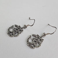 925 Sterling Silver OM Yoga Symbol Mantra Dangle Solid Silver Earrings