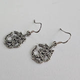 925 Sterling Silver OM Yoga Symbol Mantra Dangle Solid Silver Earrings