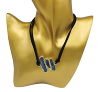 Raw Kyanite Gold Plated Black Velvet Suede Choker Necklace