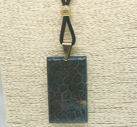Natural Blue Fossil Coral Huge Pendant with Black Velvet Cord Necklace