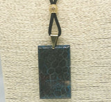Natural Blue Fossil Coral Huge Pendant with Black Velvet Cord Necklace
