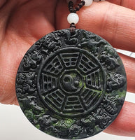 Protection Obsidian Hand Carved Zodiac Feng Shui Amulet adjustable Necklace