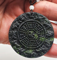 Protection Obsidian Hand Carved Zodiac Feng Shui Amulet adjustable Necklace