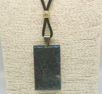 Natural Blue Fossil Coral Huge Pendant with Black Velvet Cord Necklace