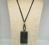Natural Blue Fossil Coral Huge Pendant with Black Velvet Cord Necklace