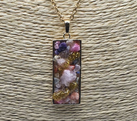 Raw Agate Druzy Quartz Pendant Gold Plated Stainless Steel Chain Necklace